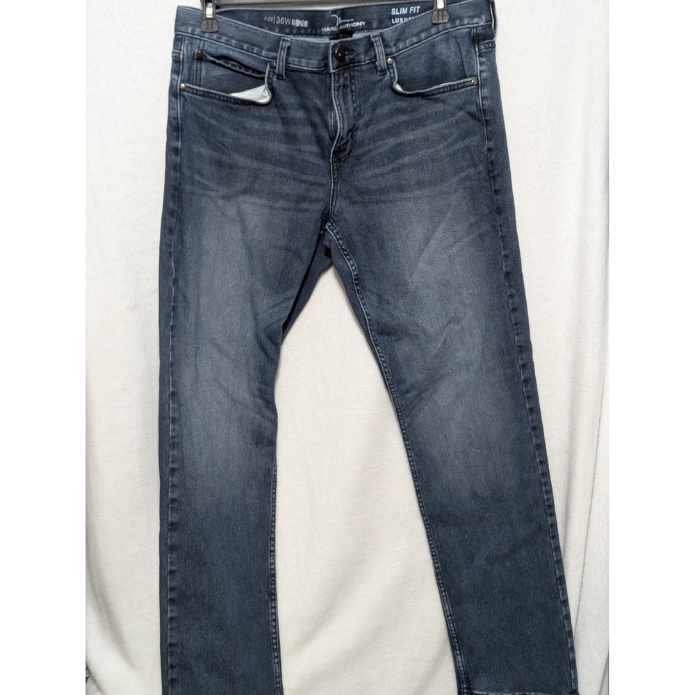 Marc Anthony Mens Slim Fit Luxury+ Denim Jeans Dark Wash Blue 36x32 Stretch